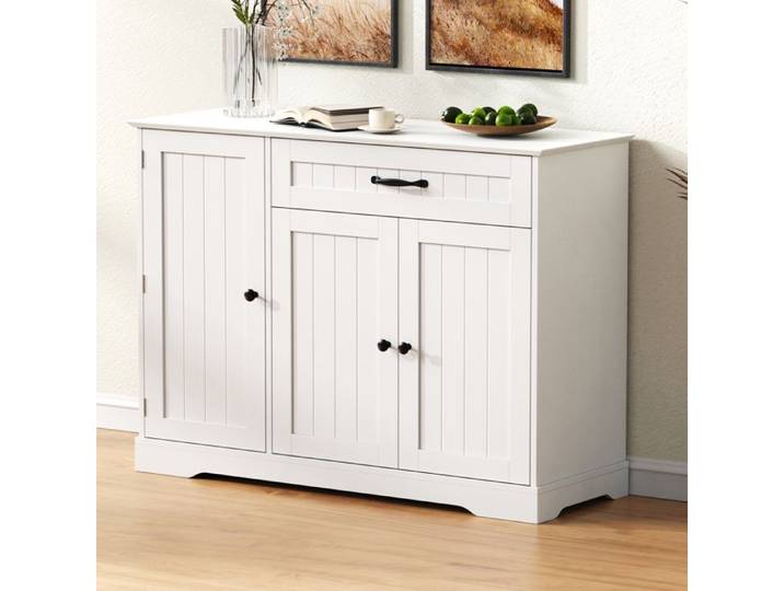 Buffet bas blanc - 3 portes 1 tiroir - MDF - style moderne