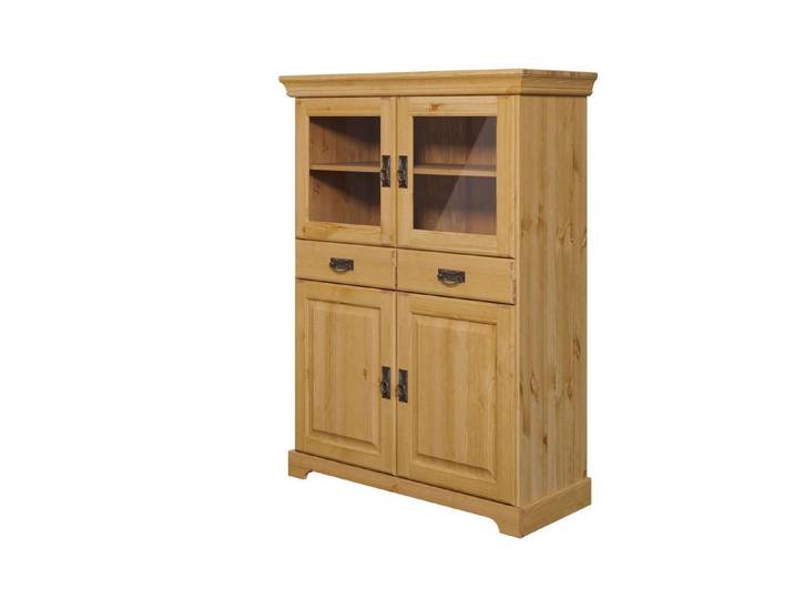 OTTO home Highboard Rügen, Vitrine im Landhausstil, zertifiziertes Massivholz, Höhe 131 cm