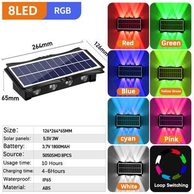 Multisell Products Hub Solar Waterproof Up And Down Luminous Lighting For House Garden Exterior Wall Decoration rgb 8led 1pcs