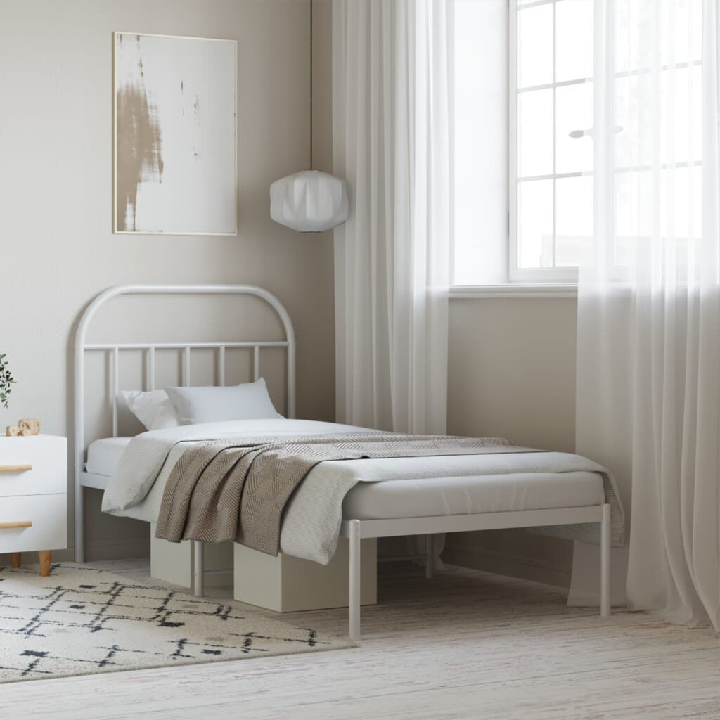 Brambly Cottage vidaXL Metal Bed Frame Bedroom Bed Base Bedstead Metal Matress Foundation 90 x 200 cm