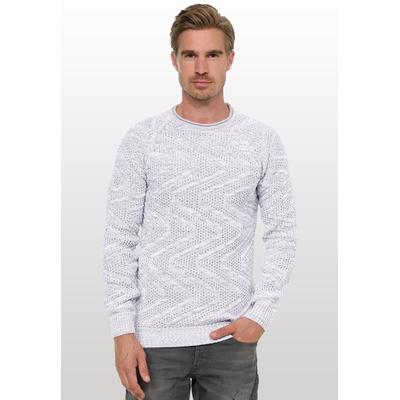 Strickpullover RUSTY NEAL, Herren, Gr. XL, weiß, 70% Polyacryl, 30% Baumwolle, unifarben, normal, Rundhals, Pullover Strickpullover, mit stylischem Muster
