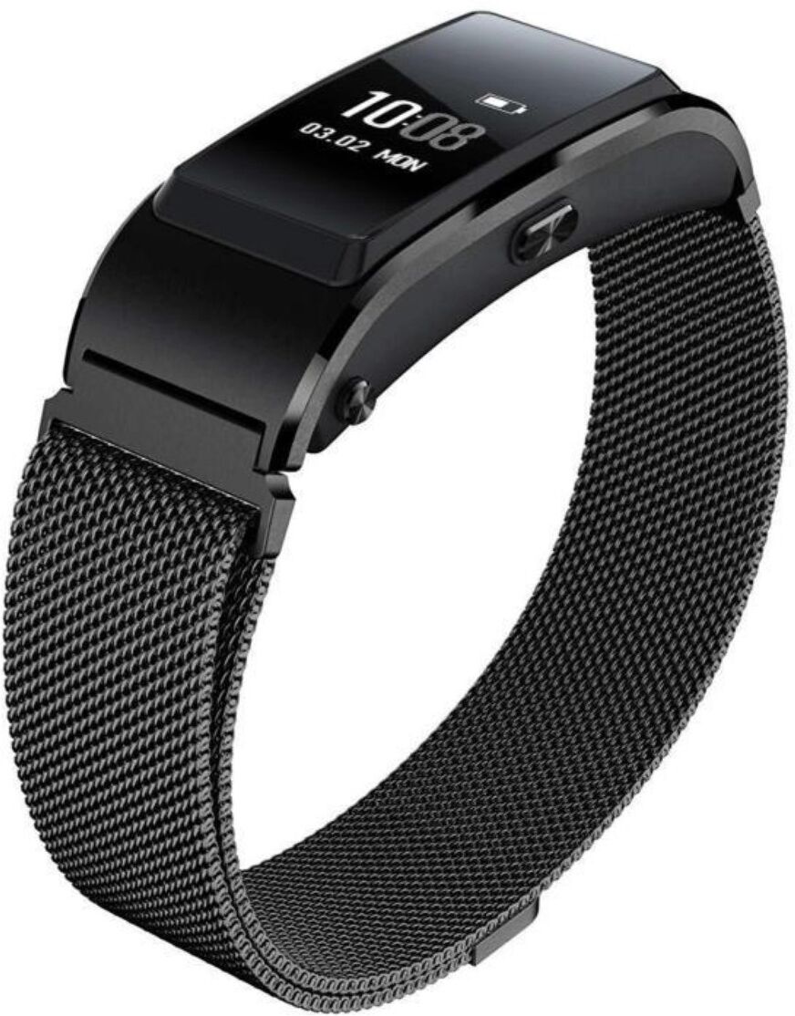 INF Edelstahl Ersatzarmband kompatibel mit Huawei Band B6/B7 — Ergonomisch, Oxidationsbeständig, Komfortable Passform Schwarz
