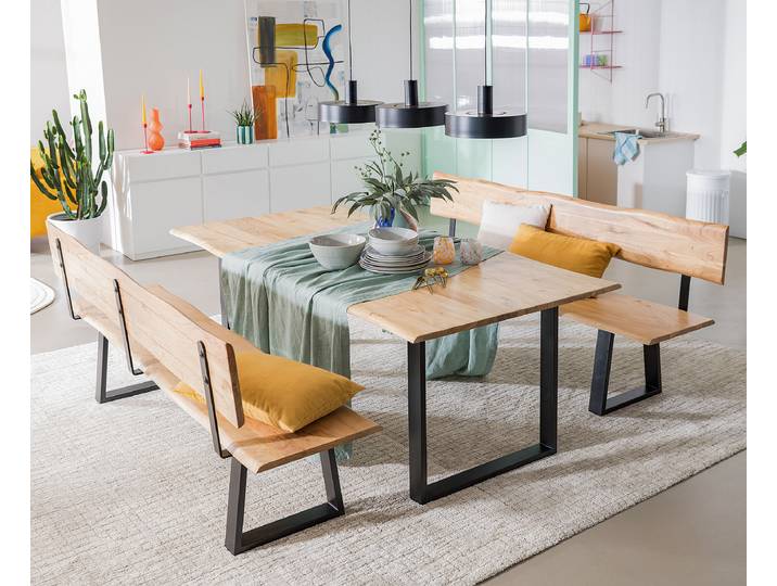 Table avec plateau massif AHAR 160cm Marron/Noir