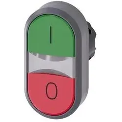 Siemens SIRIUS ACT Doppeldrucktaster Frontelement Metall, matt, rot/grün, Schalter + Taster, Schwarz, Grün, Rot