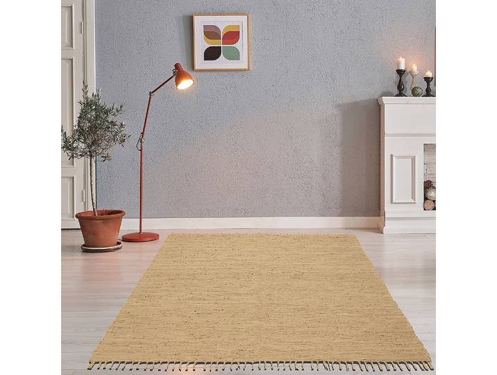 Tapis en laine Happy Cotton Beige/Beige 70 x 140cm Coton