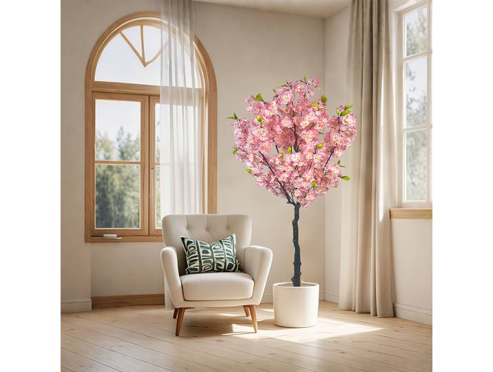 Arbre de cerisier artificiel de 150cm de haut, Faux arbre de fleur de cerisier en Pot, faux arbre de fleur de cerisier pour la décoration de la maison et du bureau