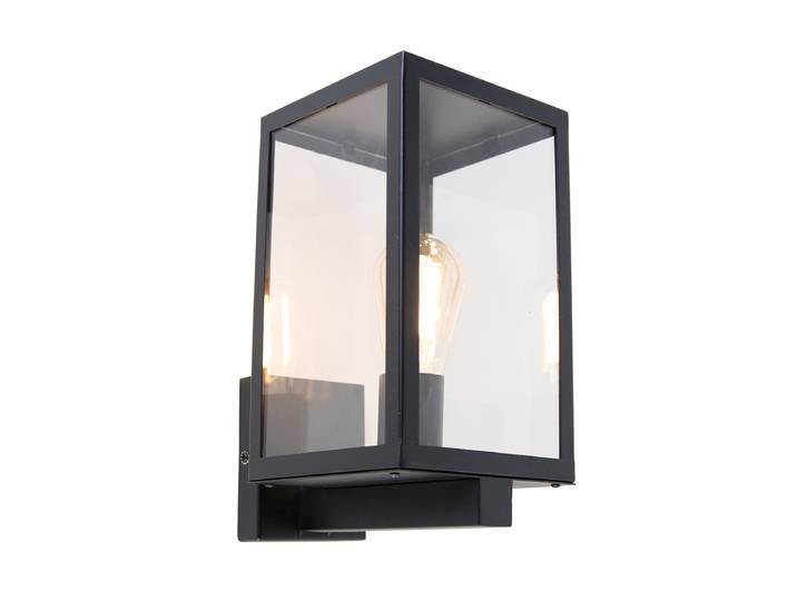 Applique murale d'extérieur intelligente noire avec verre 30 cm