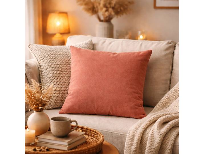 Housse de coussin Elmer Rouge/Corail 50 x 50cm Polyester