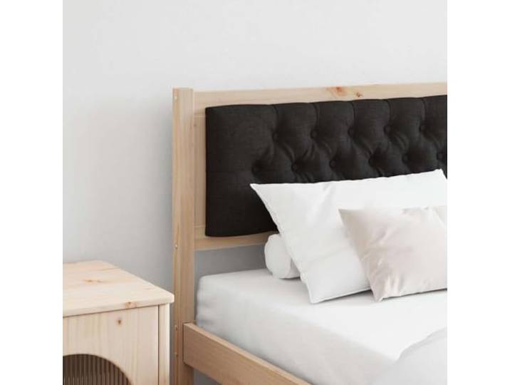 Kopfteil eckig aus massivem Kiefernholz braun-schwarz 160 cm, modernes Bettbett mit atmungsaktivem Baumwollgewebe, einfache Montage