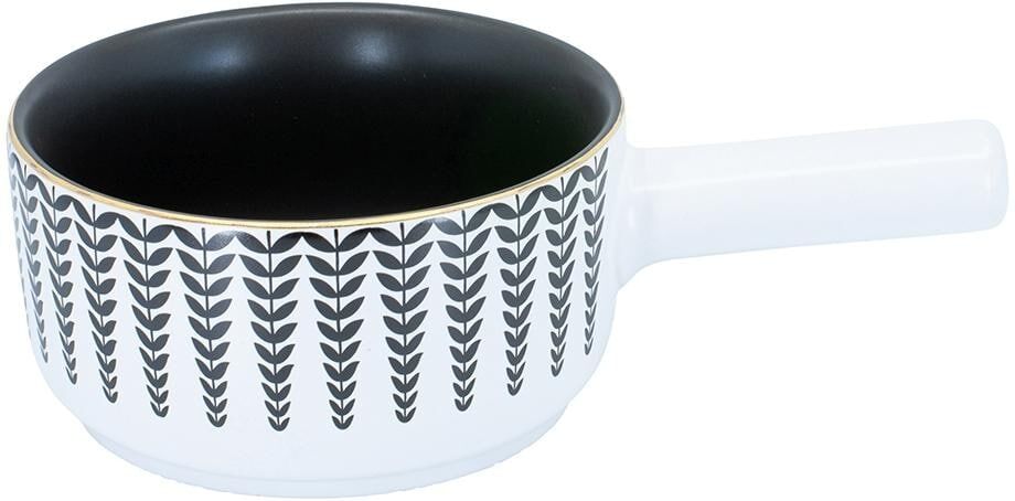 Fondue KADASTAR "Caquelon Leaves", weiss (weiß), H:7,5cm Ø:16cm, Fondues, Fondue weiß Einheitsgröße