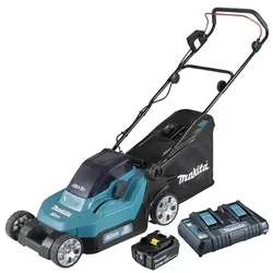 makita Akku-Rasenmäher »DLM382PM2« 2x 18 V inkl. Akkus und Ladegerät türkis, 45 cm