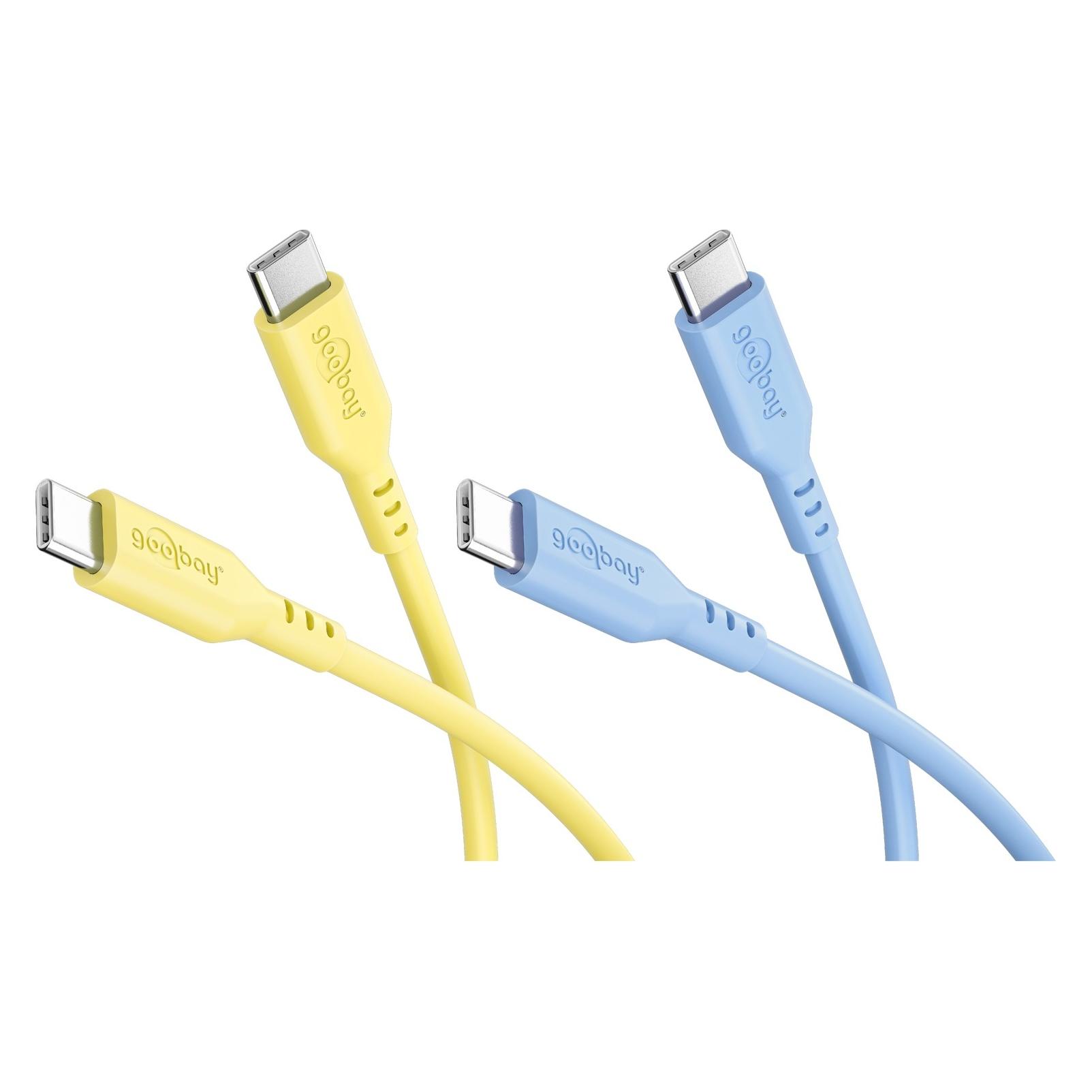 Goobay Sun & Sky Set 2x USB-C-Silikonkabel, 1,5 m, gelbblau (1.50 m, USB 2.0, 60 W) (81274)