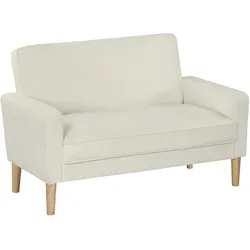2-SITZER-SOFA Polyester Gummiholz Cremeweiß