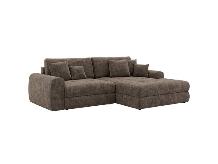 ECKSOFA ARELIA L - Braun Schenille grob gewebt - Rechts Seite