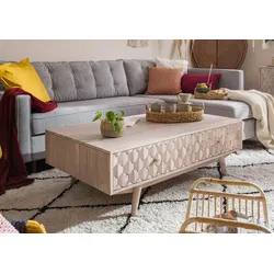 Couchtisch Akazie 120x70x40 weiß lackiert MOSAYK #203