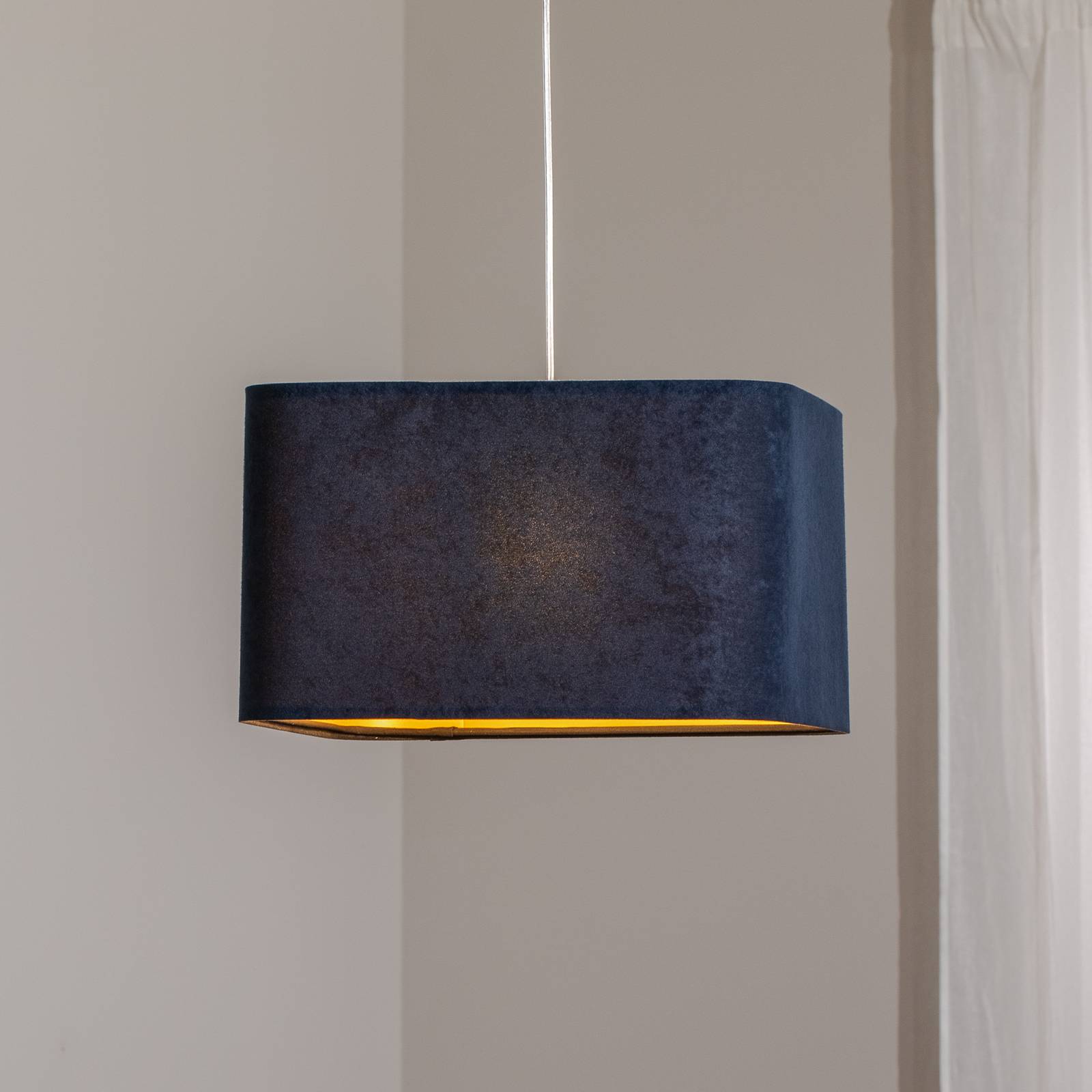 Hängelampe Kwadro Maco Design, dimmbar, blau, für Wohn- / Esszimmer, Textil / Stoff / Seide, Pendelleuchte