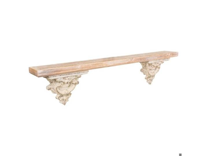 Étagère en bois et résine sculptée blanche 120x14x28h