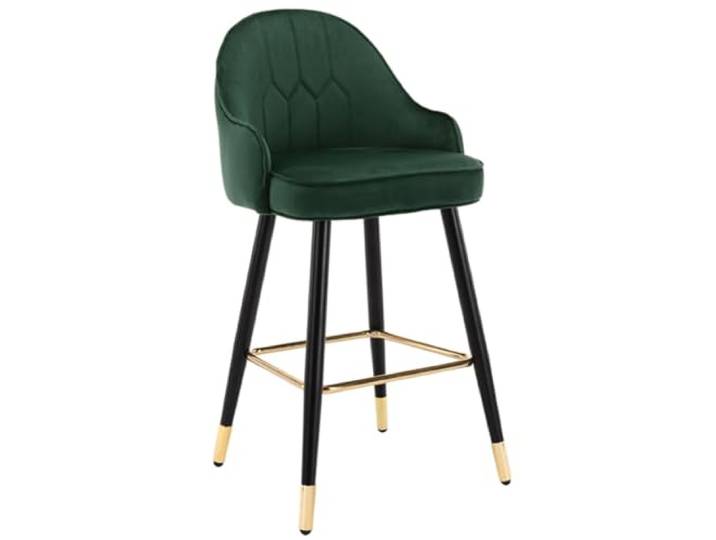 VNCdfhETs Barstuhl Barhocker Samt Thekenhocker Mit Rückenlehne Metall Gepolsterter Sitz Hocker Hohe Barstuhl Barhocker(Grün,Sitting Height 55cm)