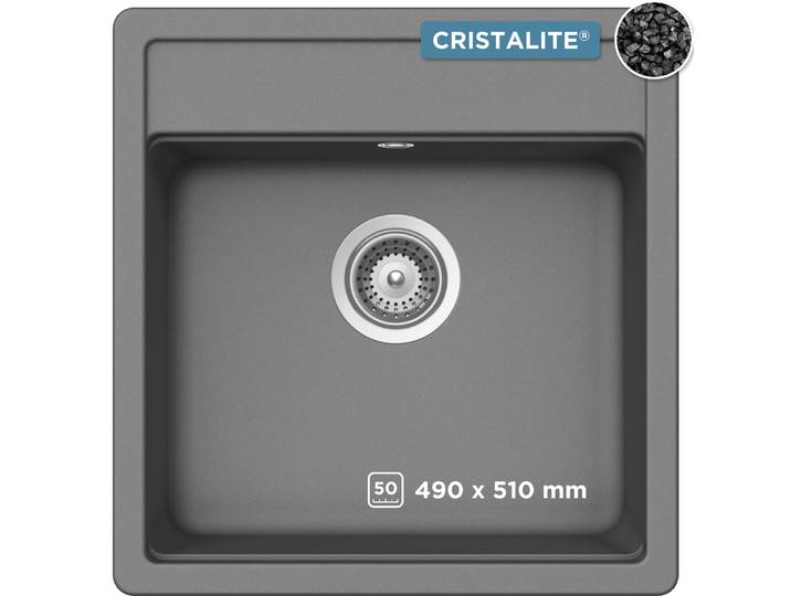 Granitspüle SCHOCK Oslo , grau, B:49cm H:29cm T:51cm, Domogranit, Küchenspülen, Granitspüle