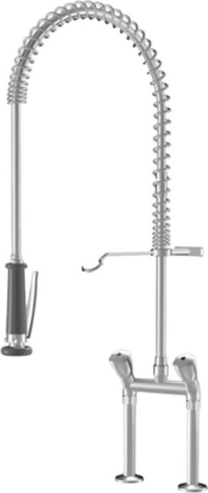Zweigriffarmatur mit Geschirrwaschbrause | Messing | chromeline | Tischeinbau