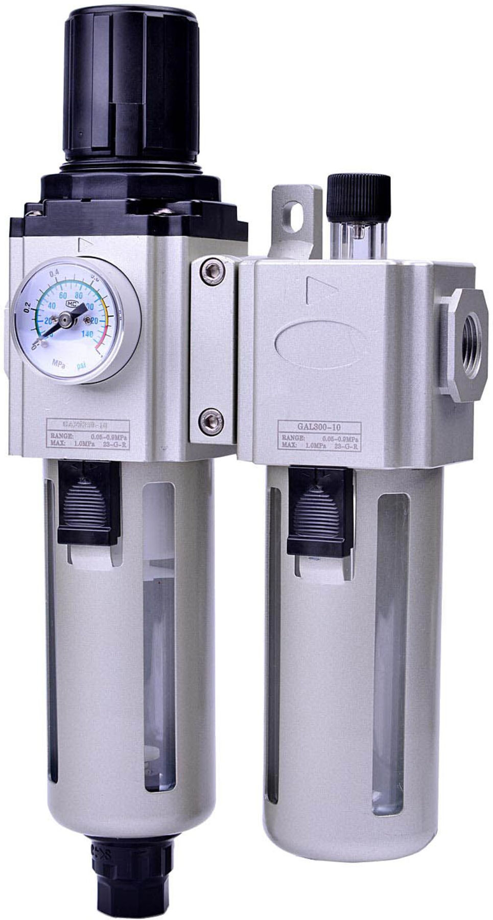 Riegler Wartungseinheit 2-tlg. »GA«, PC-Beh., BG 400, G3/8, 1,5-9 bar, VA (GACL 32 A)
