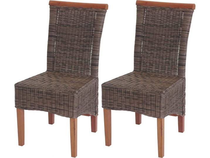2er-Set Esszimmerstuhl Savona, Stuhl Küchenstuhl, Rattan ohne Sitzkissen