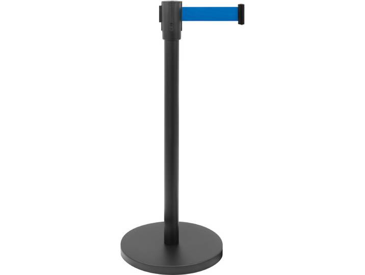 Poteau Barrière - Noir - Ø360x915mm - Courroie 1\,8m Bleue - Af 206 Pb - Saro