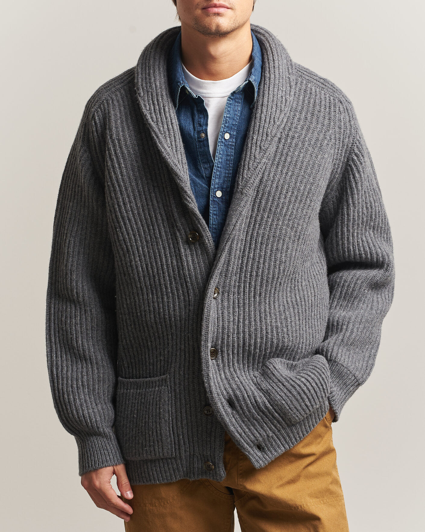 Filson Bristol Cardigan Sweater Medium Grey Melange men S Grå