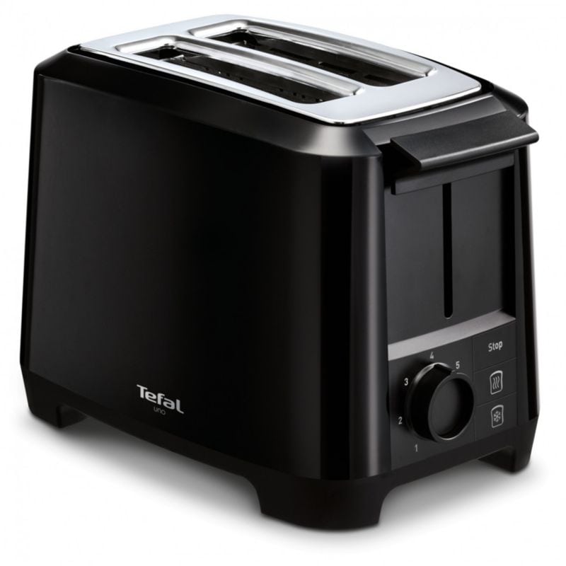Tefal TT1408 Toaster Uno 2S 800W Schwarz mit Brötchenaufsatz