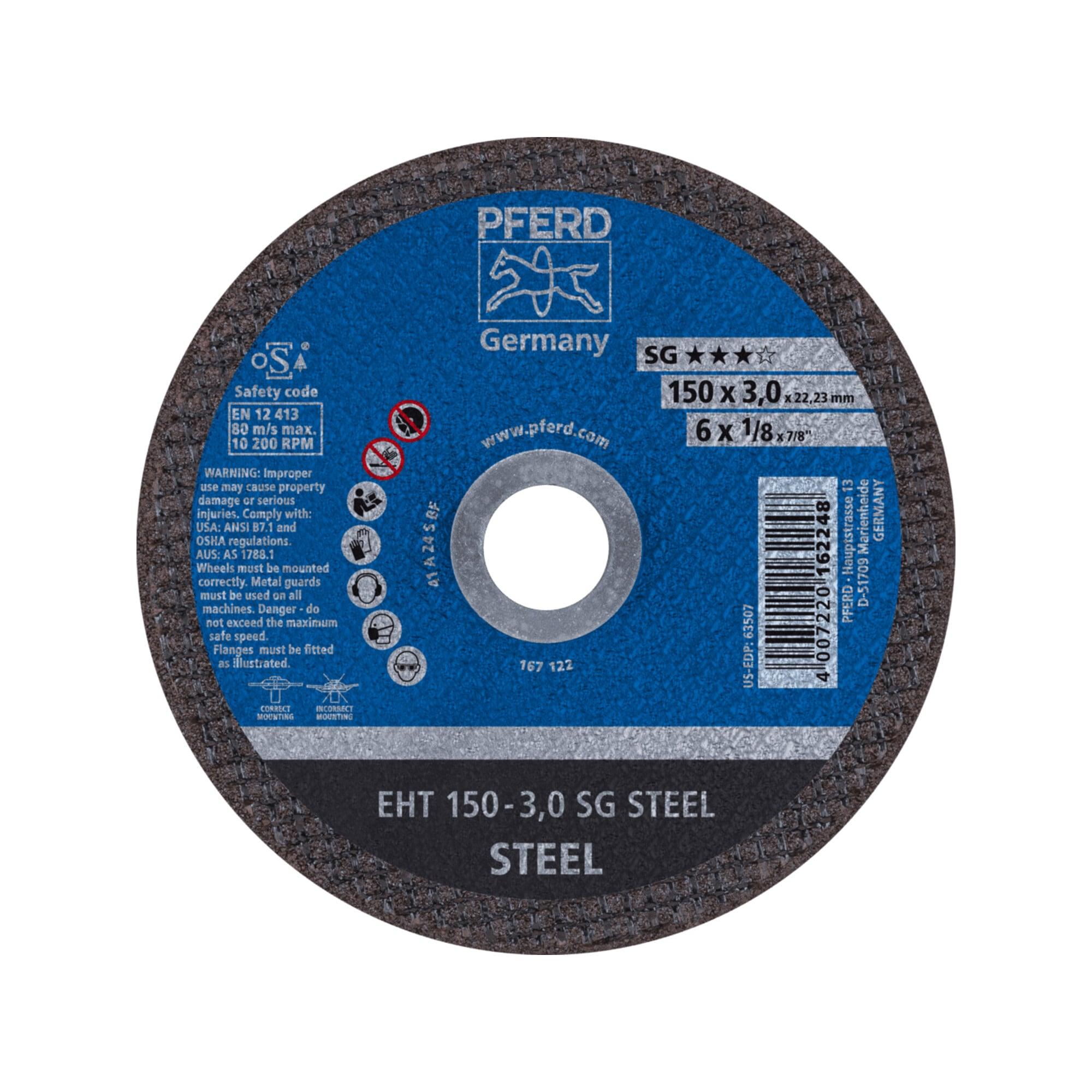 PFERD TOOLS Trennscheibe EHT 150x3,0x22,23 mm gerade Leistungslinie SG STEEL für Stahl (61322222)