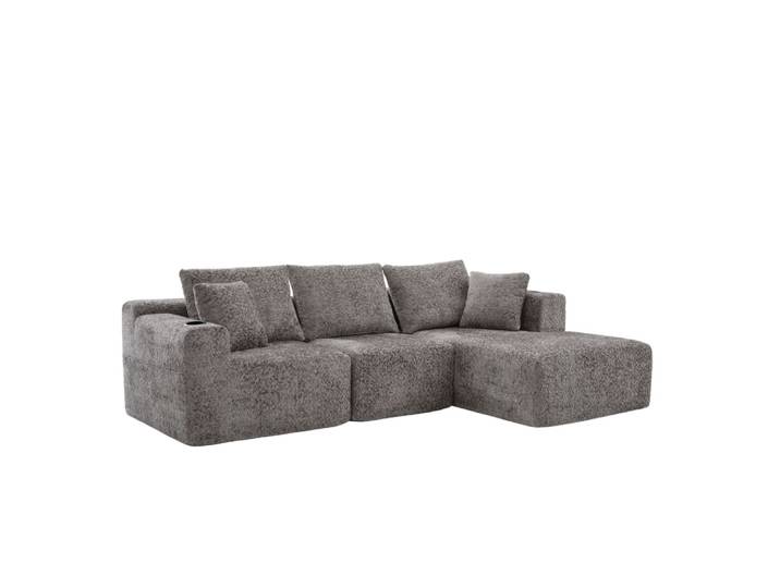 Canapé modulable en chenille gris foncé 261x165x80,5 cm