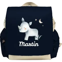 Kinderrucksack personalisierbar im Design "Kleines Nashhorn" in verschiedenen Farben