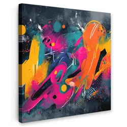 LEINWANDBILD Abstrakt - Graffiti - Farbenfroh - Farbspritzer Deko Wohnzimmer 20x20 cm