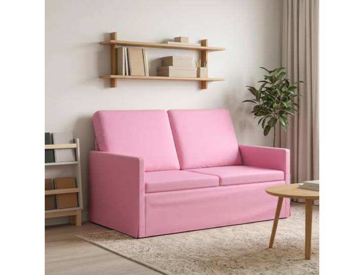 2-Sitzer Sofa Rosa 130 x 81 x 82 cm Stoff Metallrahmen Kissenrücken-Design,unterstützende Armlehnen,plüschige Schaumstoffpolsterung,100% Polyester,schlanker Metallrahmen