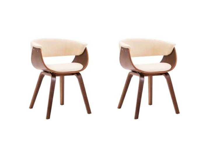 KUTYWEXFM Esszimmerstühle 2er Set Creme Bugholz Kunstleder Polsterstuhl Ergonomische Küchensessel mit stabiler Holzkonstruktion für komfortables Sitzen im Esszimmer und Wohnzimmer.