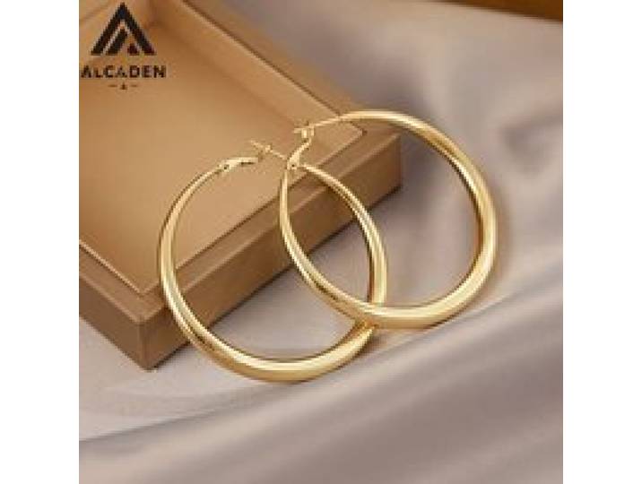 Nieuwe Mode 316L Rvs Metalen Grote Cirkel Hoepel Oorbellen Voor Vrouwen Overdreven C-vormige Ronde Oorbellen Sieraden Geschenken