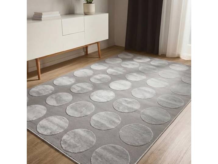 benuta Basic Teppich Claire - Grau 160x230 cm - Minimalistischer Wohnzimmerteppich im Geometrischen Retro-Stil - Pflegeleicht - Fußbodenheizung Geeignet