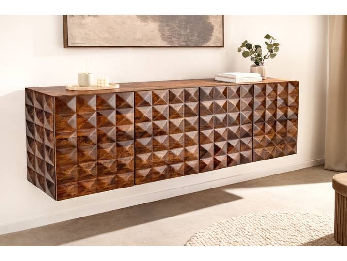Massives Sideboard VULCANO 180cm hängend natur Mangoholz