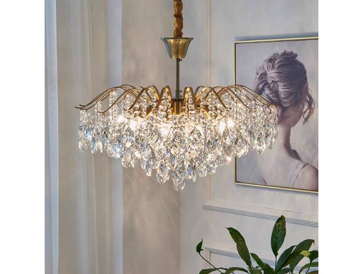 Lustre en cristal de luxe léger d'art français, rétro Post-moderne pour salon, Restaurant Lei Lei, éléments de luxe, décor créatif