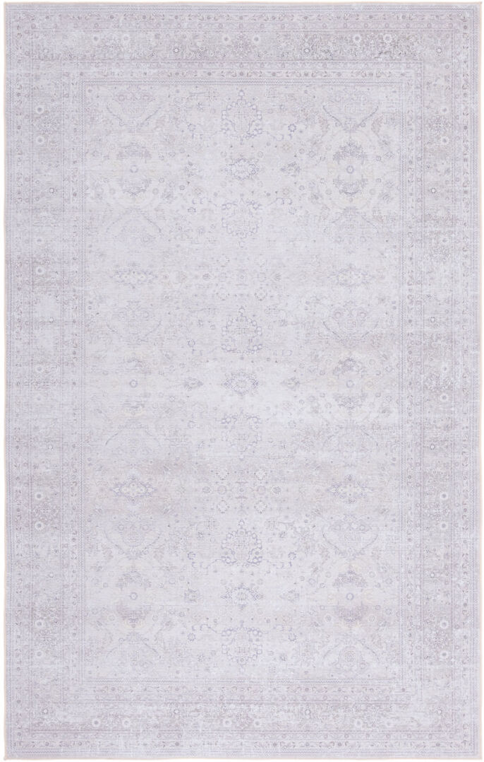 Astoria Grand Tucson Vintage Look Machine Washable Non-Slip Area Rug in White/Grey Beige Rectangle 152 x 244 cm