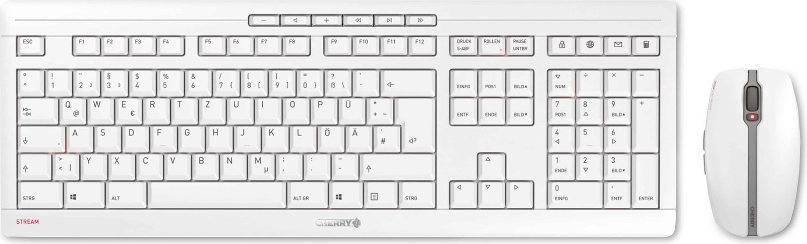 Cherry JD-8500DE-0 Stream Desktop wit-grijs met toetsenbord en muis