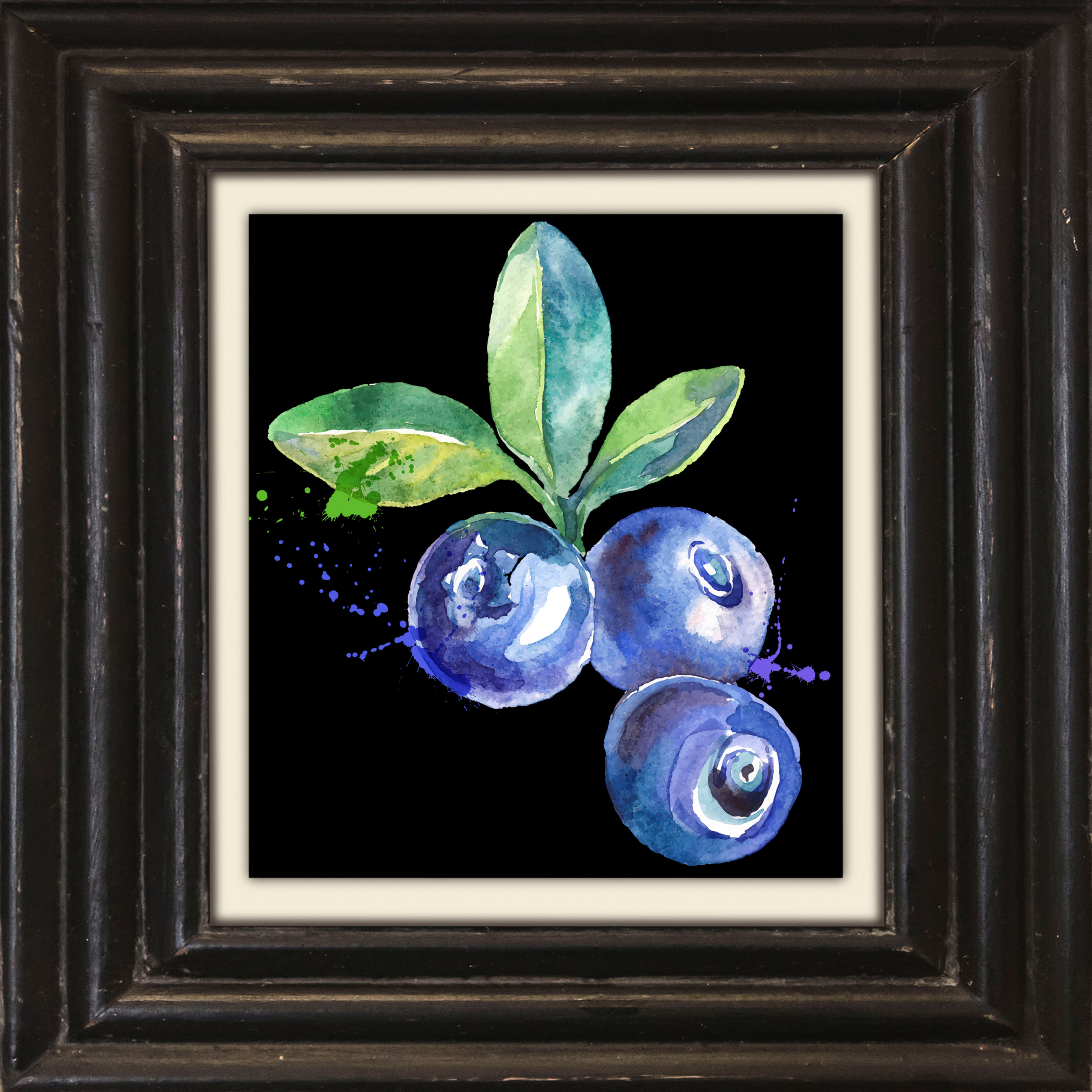 Leinwandbild QUEENCE "Heidelbeeren", blau (farbe bild(er): blau), B:40cm H:40cm T:2cm, Canvas, Holzrahmen, Bilder, Leinwandbild, Premium-Leinwandstoff, Handarbeit aus Deutschland, 40x40cm farbe bild(er): blau B/H/T: 40cm x 40cm x 2cm, quadratisch Kunst Ob