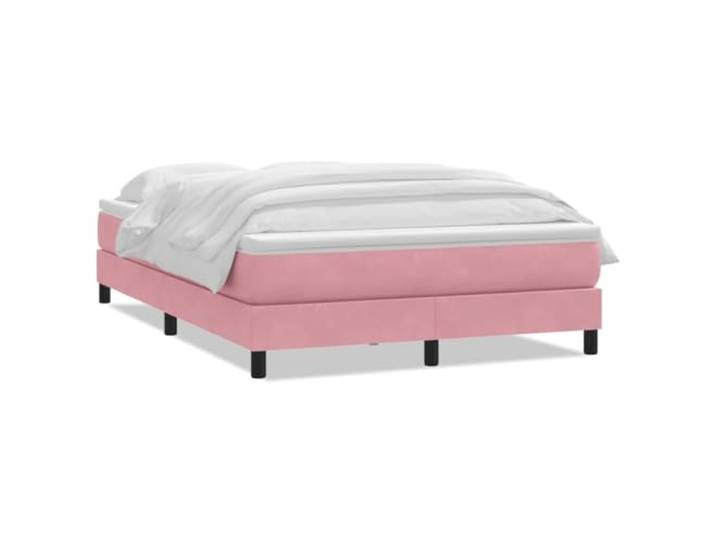 PUGYNBK Boxspringbett, Samt, Rosa, 140 x 210 cm Taschenfedern, atmungsaktiver Matratzenschoner, abnehmbarer Bezug, Lattenrost