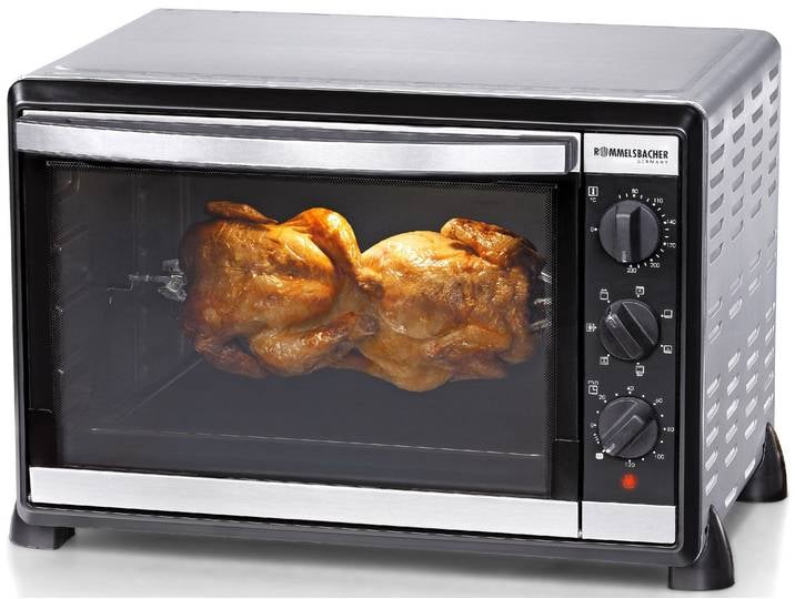 ROMMELSBACHER Minibackofen Back & Grill Ofen BG 1805/E , silber (edelstahlfarben), B:51,5cm H:36cm T:41,5cm, Minibacköfen, für Backformen bis 31,5 cm Ø, Minibackofen