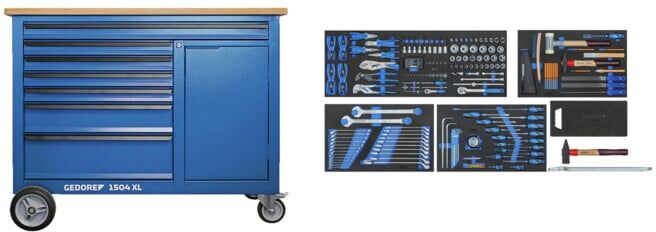 Etabli GEDORE avec assortiment de base 198 pces, 1504 XL-S-198 AGRAR (3434826)