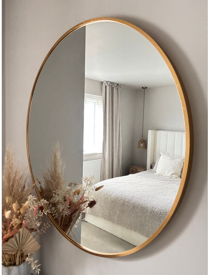 Metro Demple Round Wall Mirror Gold 80cm H X 80cm W X 3cm D