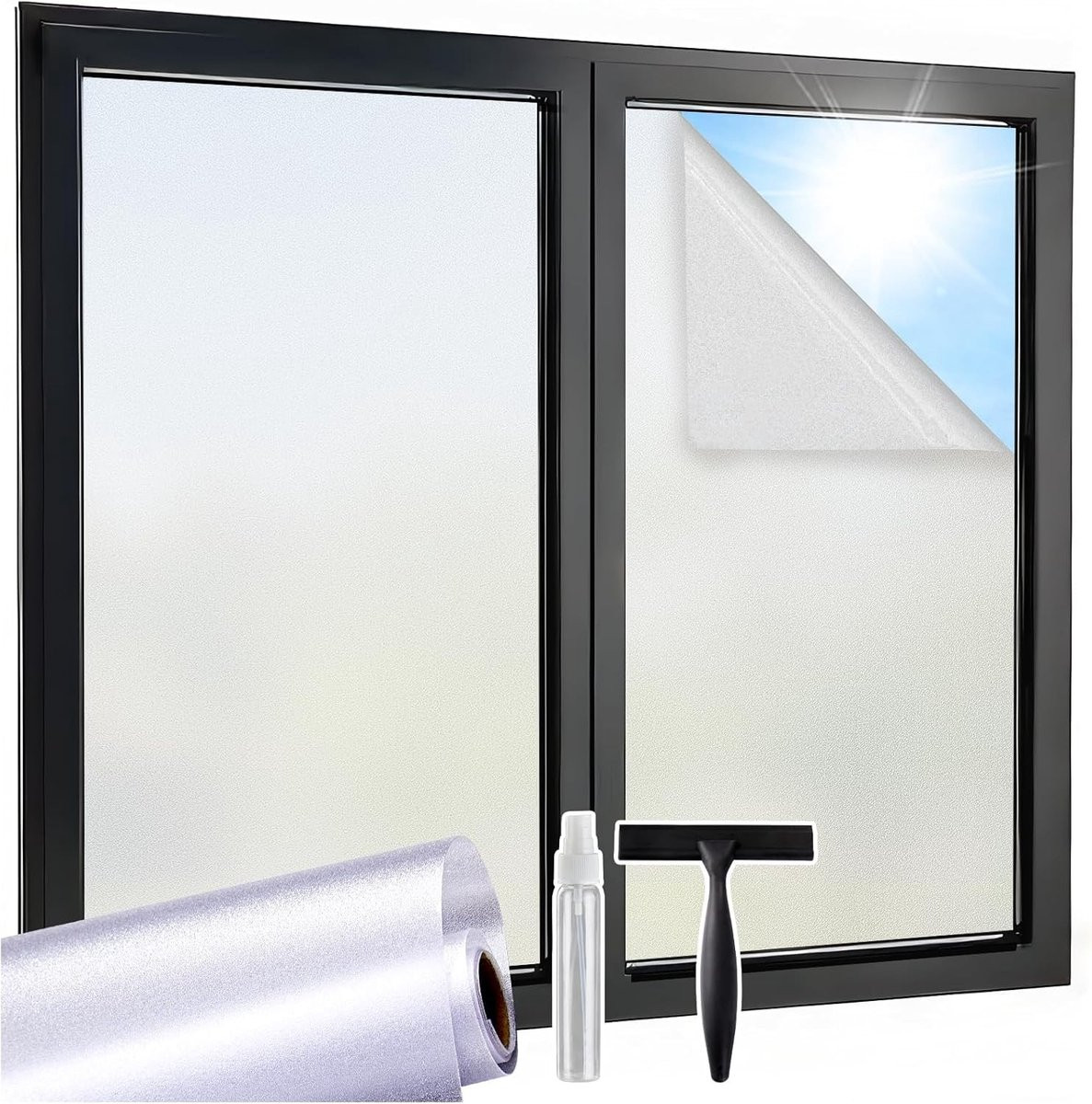 Opaque Frosted Glass Film 60 x 200 cm - Privacyfolie zonder Lijm, UV Bescherming en Decoratieve Raamfolie voor Thuis en Kantoor