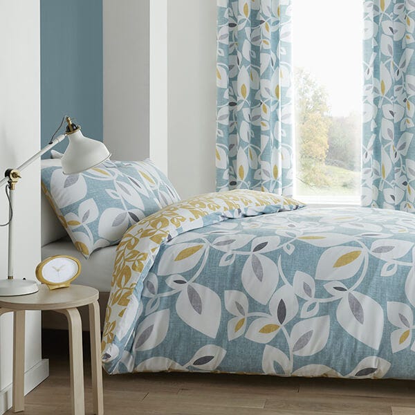Catherine Lansfield Inga Leaf Duvet Set Teal