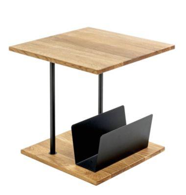 HAKU Beistelltisch SACRAMENTO 7, quadratisch, Stahlrohr pulverbeschichtet, Ablage Massivholz, geölt, B 450 x T 450 x H 450 mm, Eiche/Schwarz