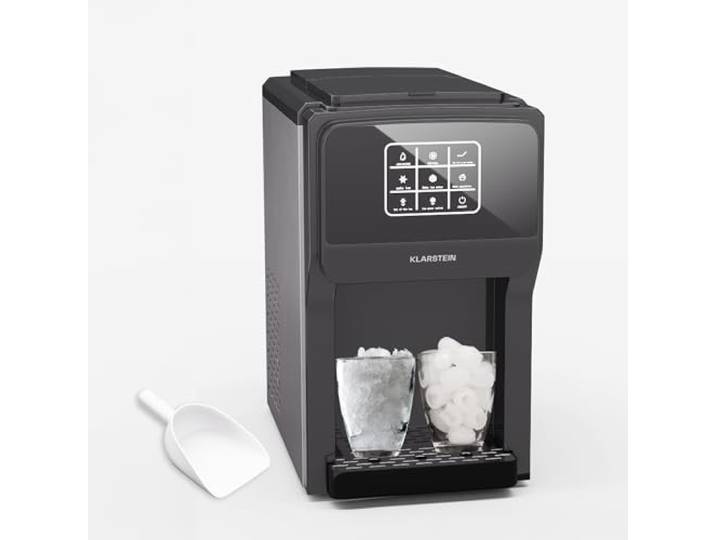 Klarstein ArcticBlend 3-en-1 machine à glaçons\, 20 kg/24 h\, glaçons & glace pilée\, distributeur d'eau\, réservoir 6 L\, acier inoxydable\, machine à glacons maison\, noir